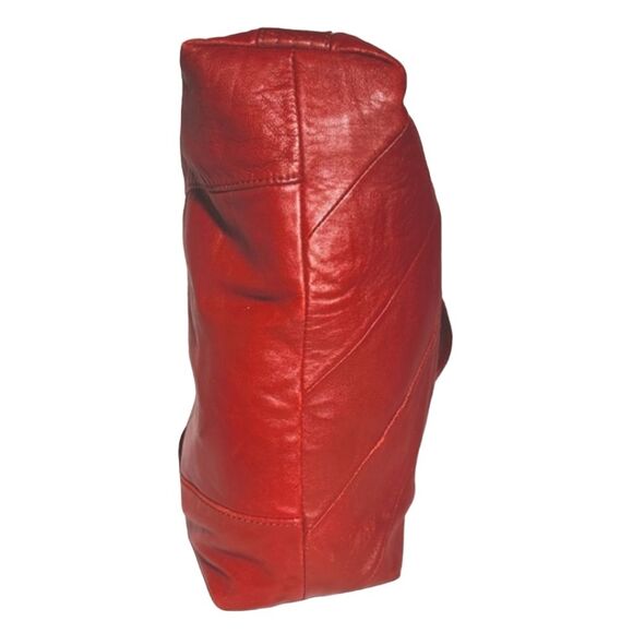 Pelle Studio Diagonal Striped Dark Red Genuine Leather Shoulder Bag 16"X10"X4.5" - Picture 5 of 12